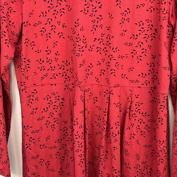 J Jill Wearever Collection Women's Red Floral Pleated Jersey Knit Dress Size M - Picture 4 of 11